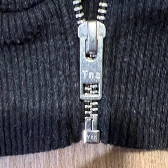 TNA Waffle Crop Black Zip-Up Hoodie - Picture 11 of 16